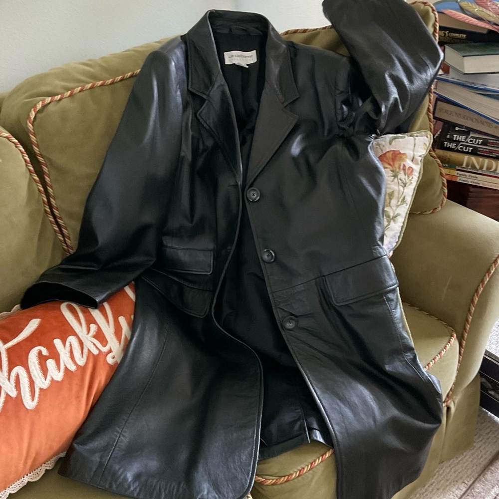 Liz Claiborne 70’s Vintage Soft Black Leather Trench Coat